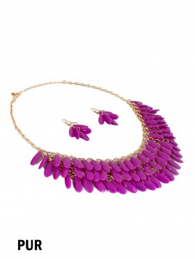 COLOUR BEAD NECKLACE WITH EARRING SET